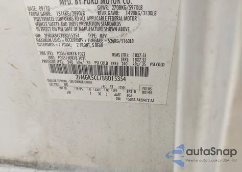 2011 Ford Flex Sel from USA, damaged, VIN 2FMGK5CC7BBD15354